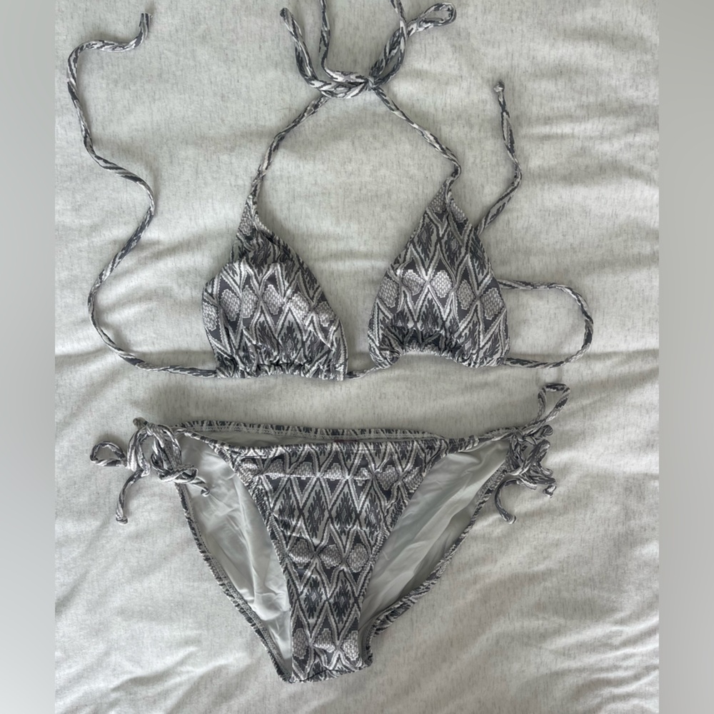 Calypso St. Barth Gray and White Bikini Set